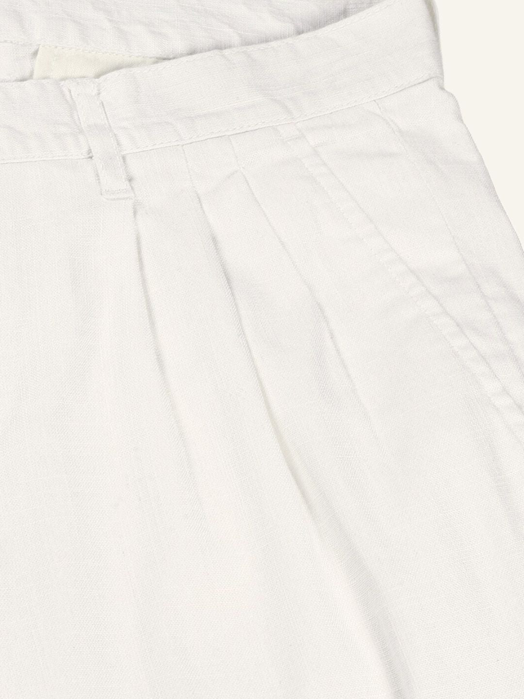 Thomas Scott Men Smart Pleated Linen Cotton Chinos Trousers