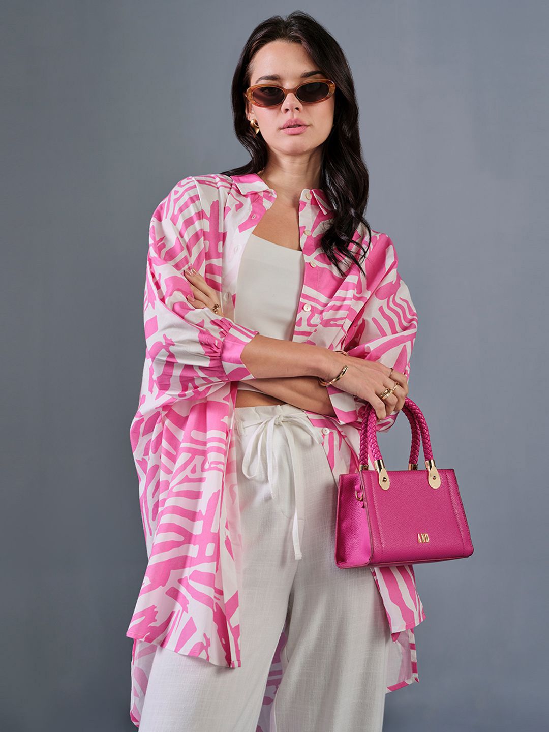 AND Floral Print Cotton Empire Top