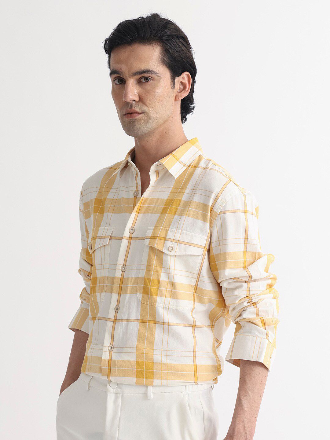 RARE RABBIT Men Bern Tartan Checked Slim Fit Shirt