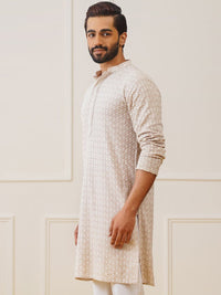Jompers Ethnic Motifs Embroidered Mandarin Collar Straight Kurta