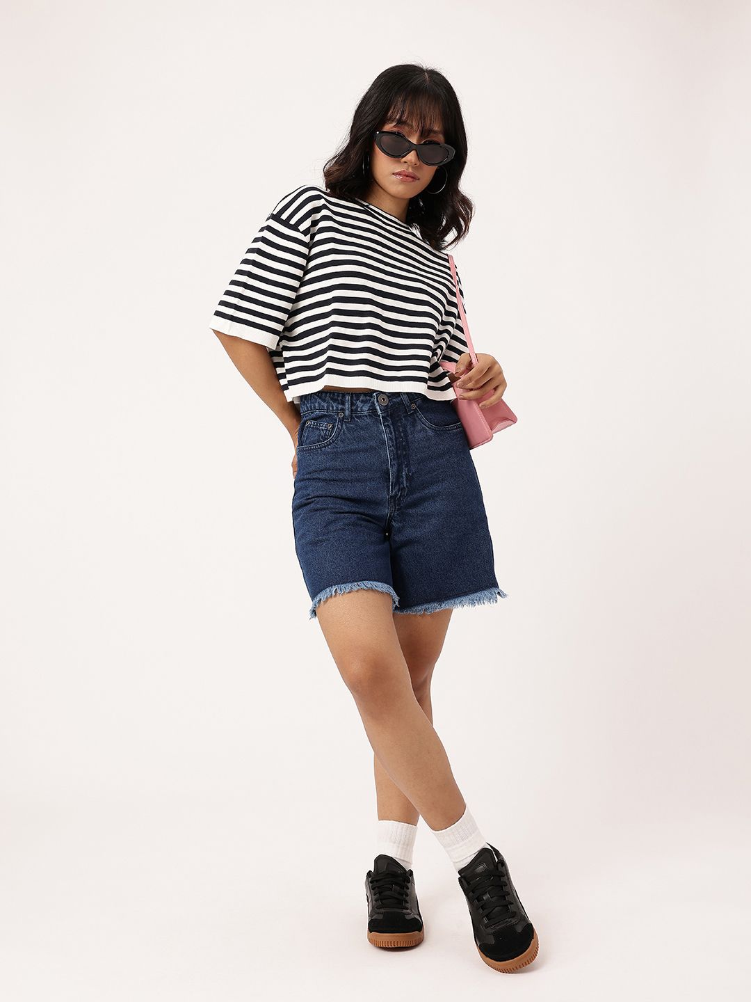 DressBerry Women Urban Vibe Frayed Denim Shorts