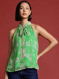 all about you Floral Print Tie-Up Neck Top