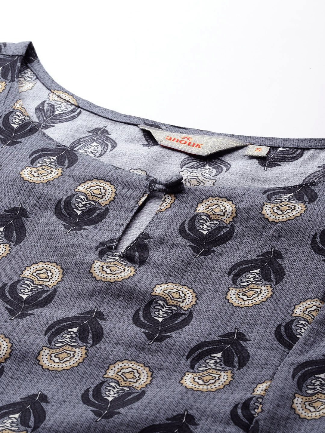 Anouk Floral Printed Keyhole Neck Indie Florals Kurta