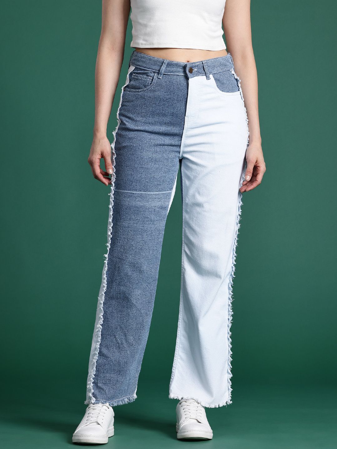 DressBerry Women Straight Fit Colourblocked Panaeled Straight Fit Stretchable Jeans