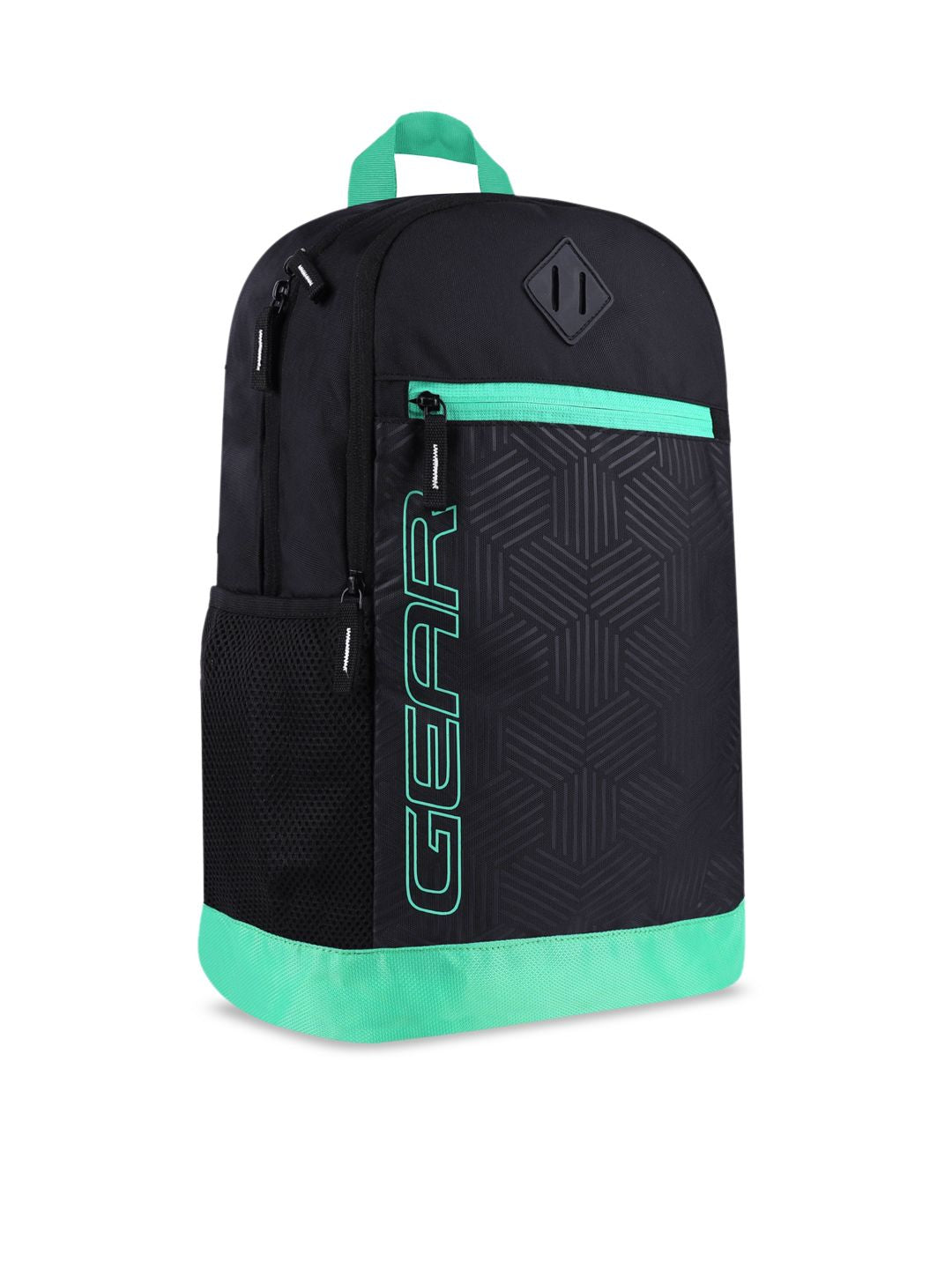 Gear Unisex Black & Green Brand Logo Backpack