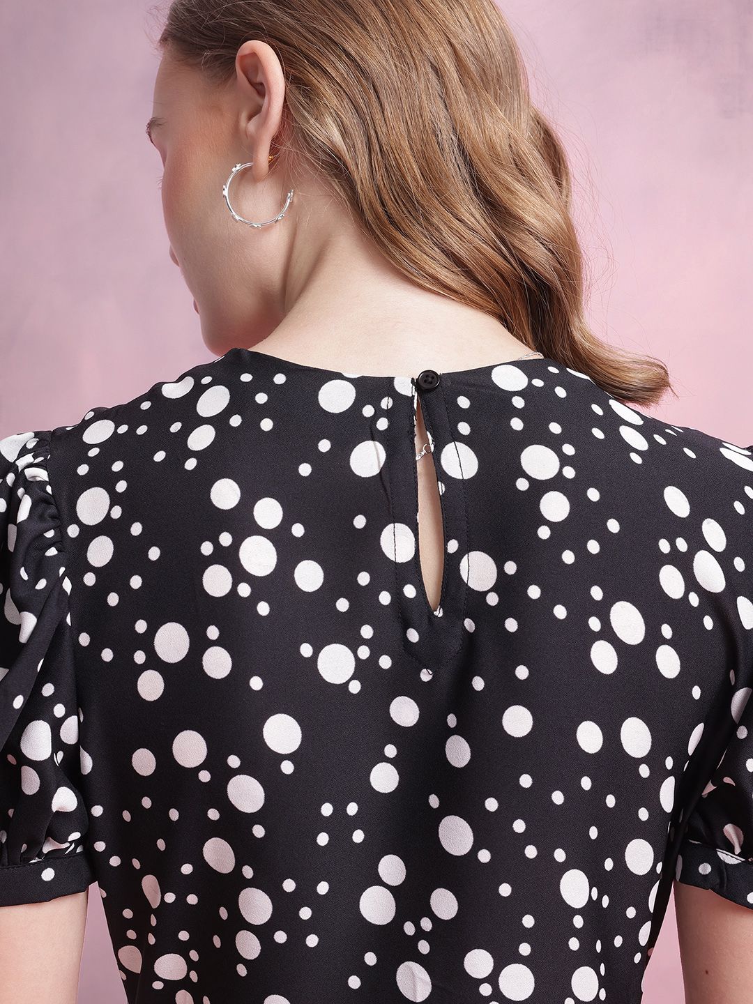 DressBerry Printed Puff Sleeve A-Line Midi Dress