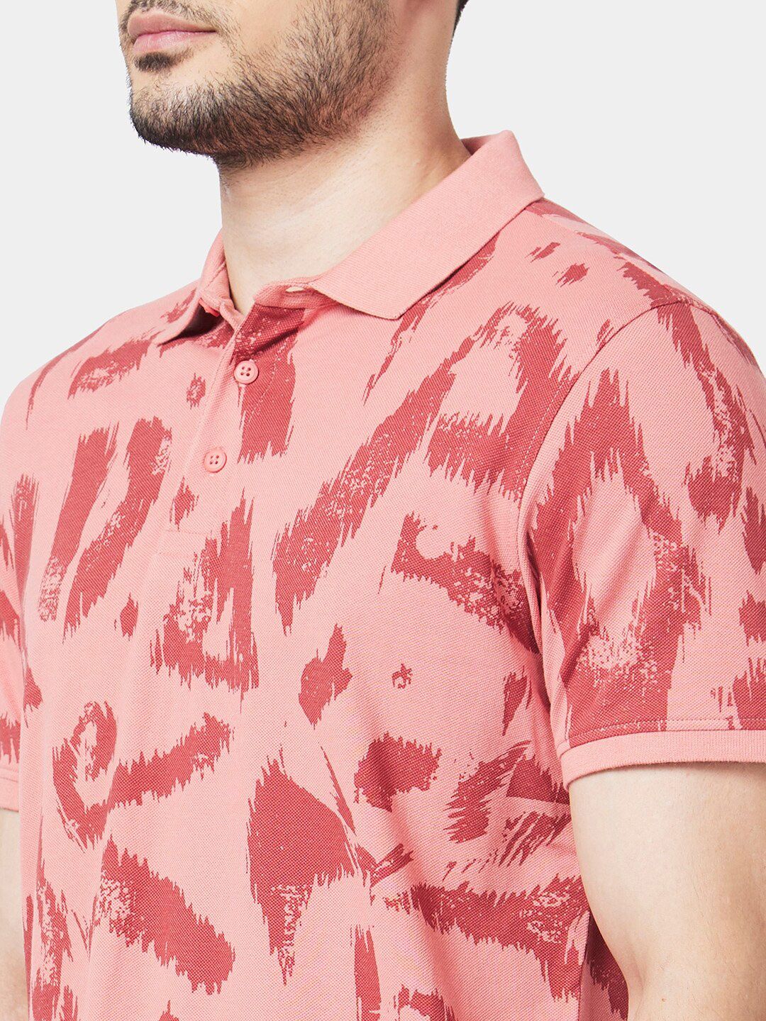 SPYKAR Abstract Printed Polo Collar Slim Fit Cotton Casual T-Shirt