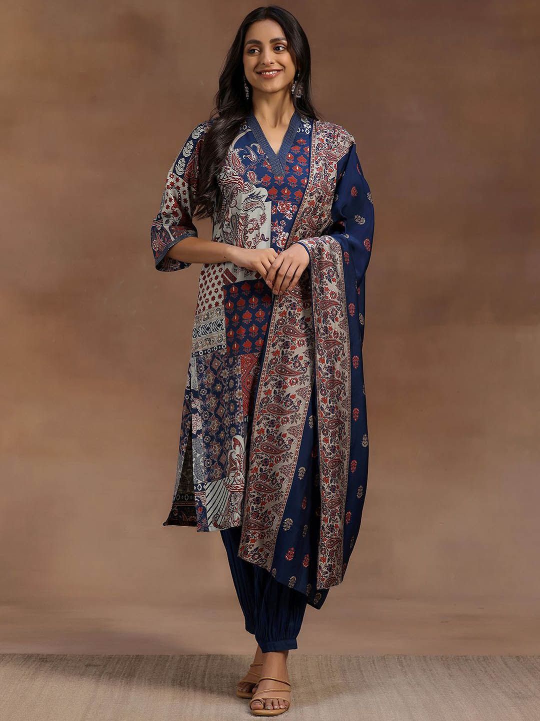 Libas Floral Printed Kurta with Salwar & With Dupatta