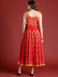 Anouk Floral Printed Sleeveless Pure Cotton Midi Ethnic Dress