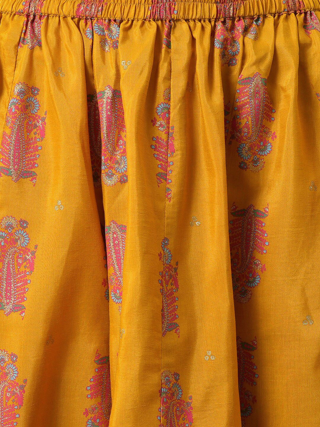 W Festive Printed Shantung Top & Culotte With Attached Drape