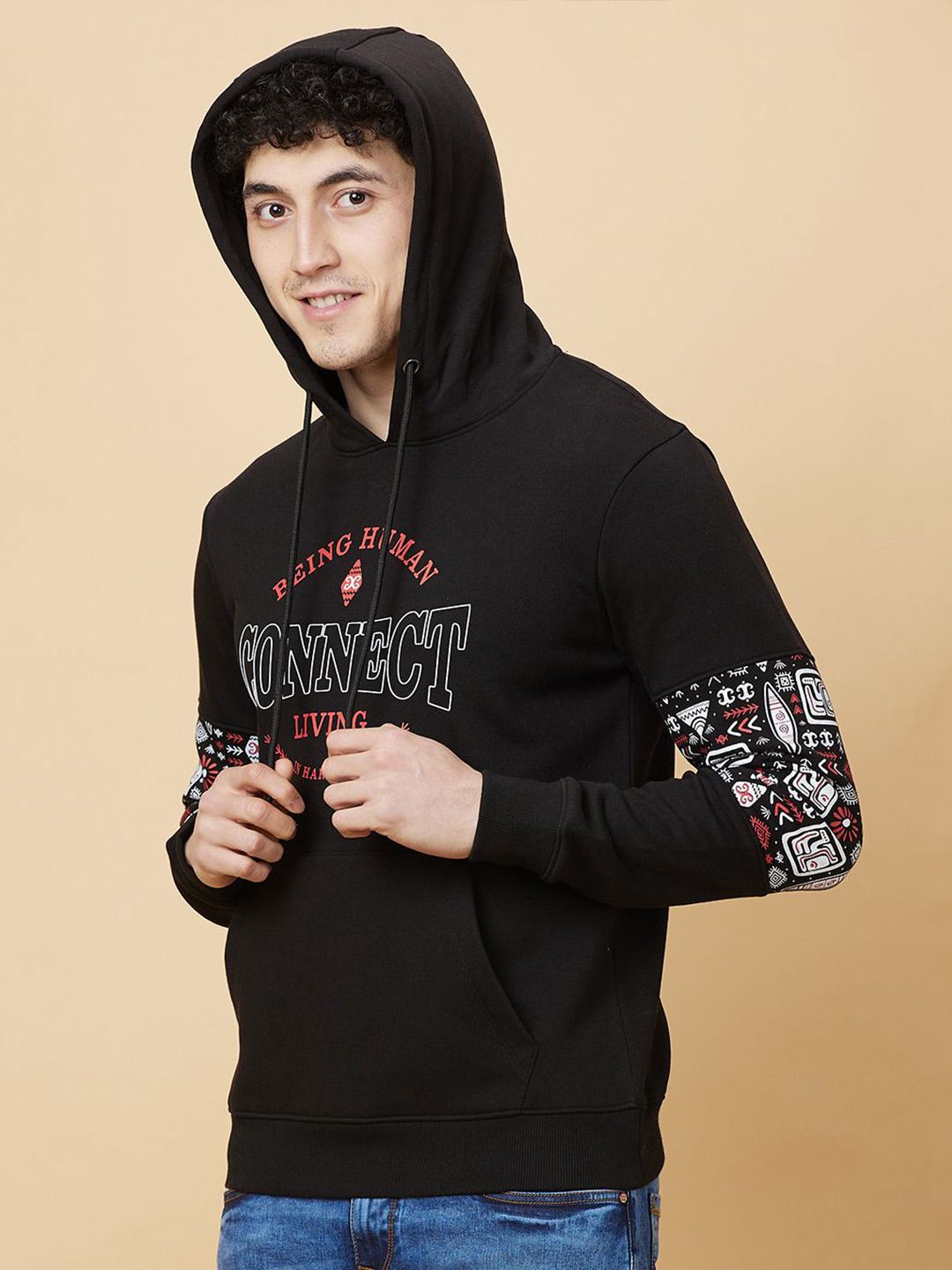Being Human Printed Hooded Sweatshirt