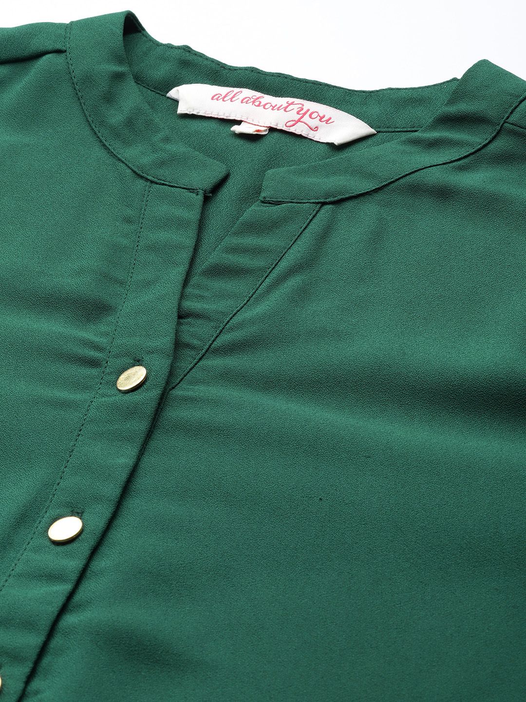 all about you Women Green Solid Shirt Style Top