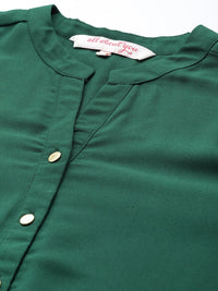 all about you Women Green Solid Shirt Style Top