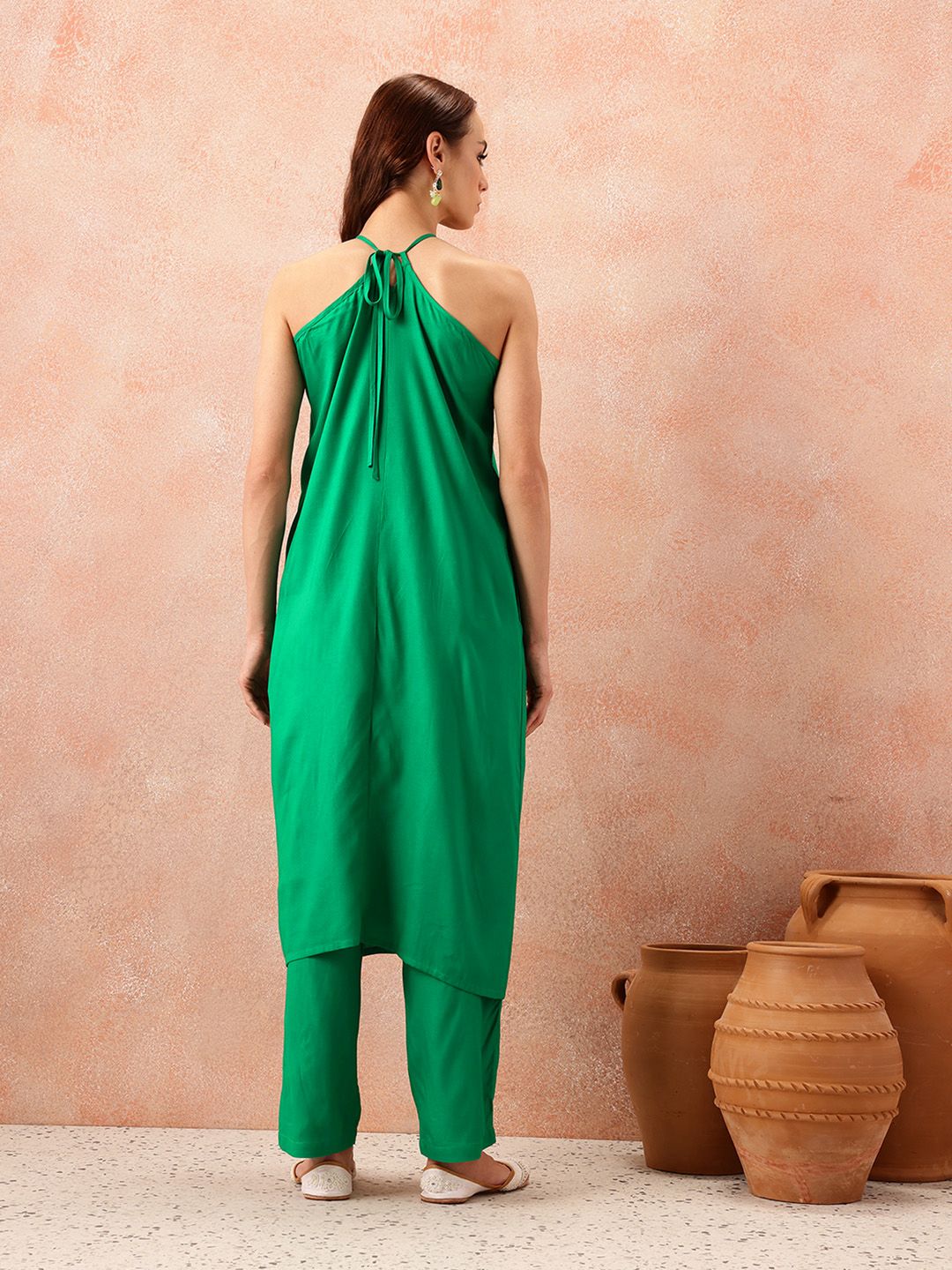 all about you Halter Neck High Slit Kurta with Trousers