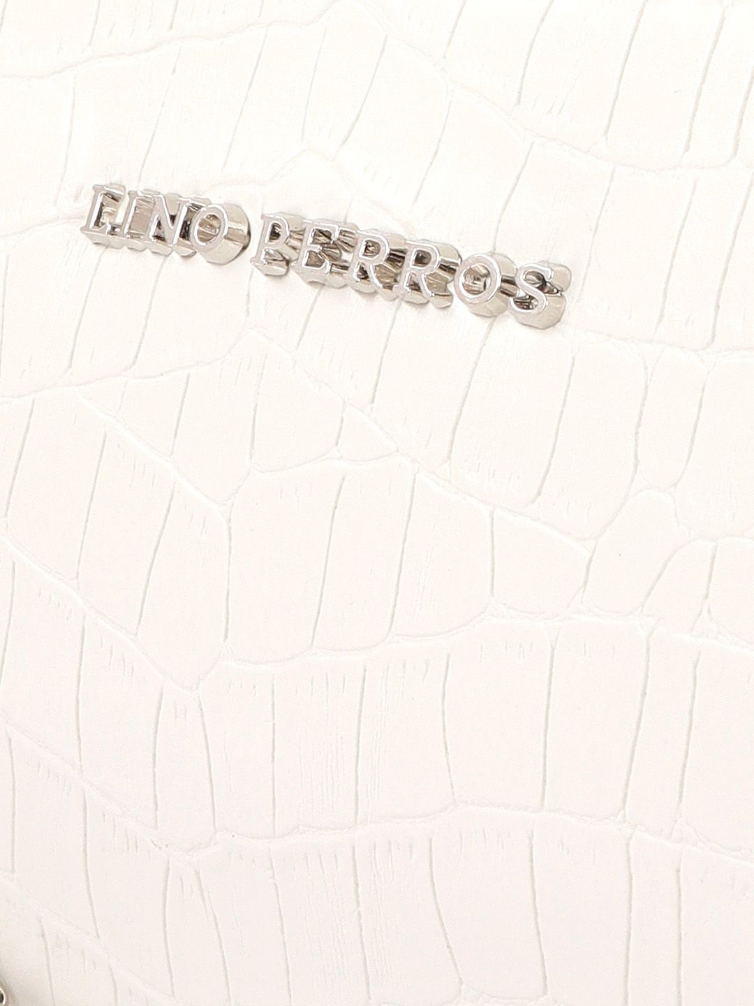Lino Perros White Croc Textured Baguette Bag