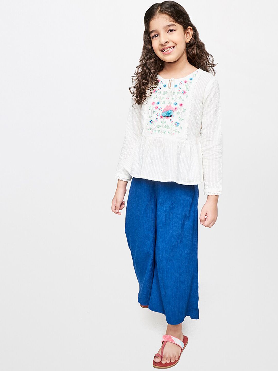 Global Desi Girls Blue Loose Fit Culottes Trousers