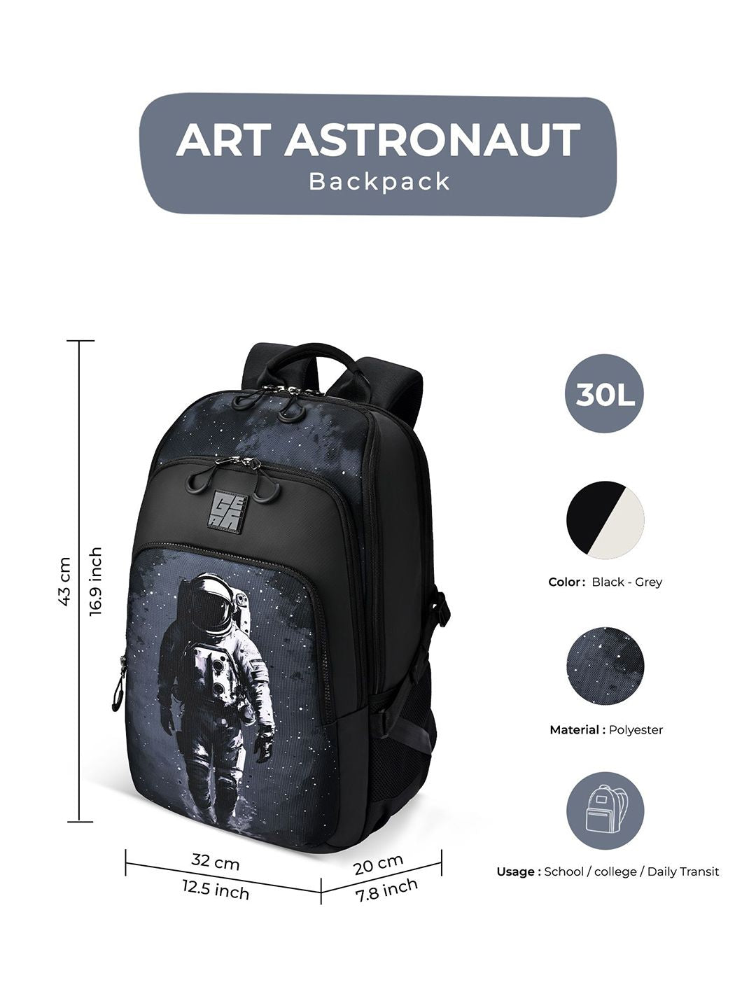 Gear Unisex Graphic Printed Backpack
