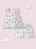 Nauti Nati Girls Printed Pure Cotton Top With Shorts