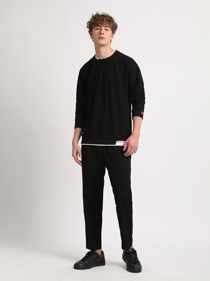 THE BEAR HOUSE Round Neck Relaxed Fit Drop Shoulder Sleeves Sweatshirt