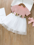 YK Girls Cotton Self Design Fit & Flare Dress