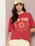 DILLINGER Women's Acid Washed Oversized Printed Tshirt