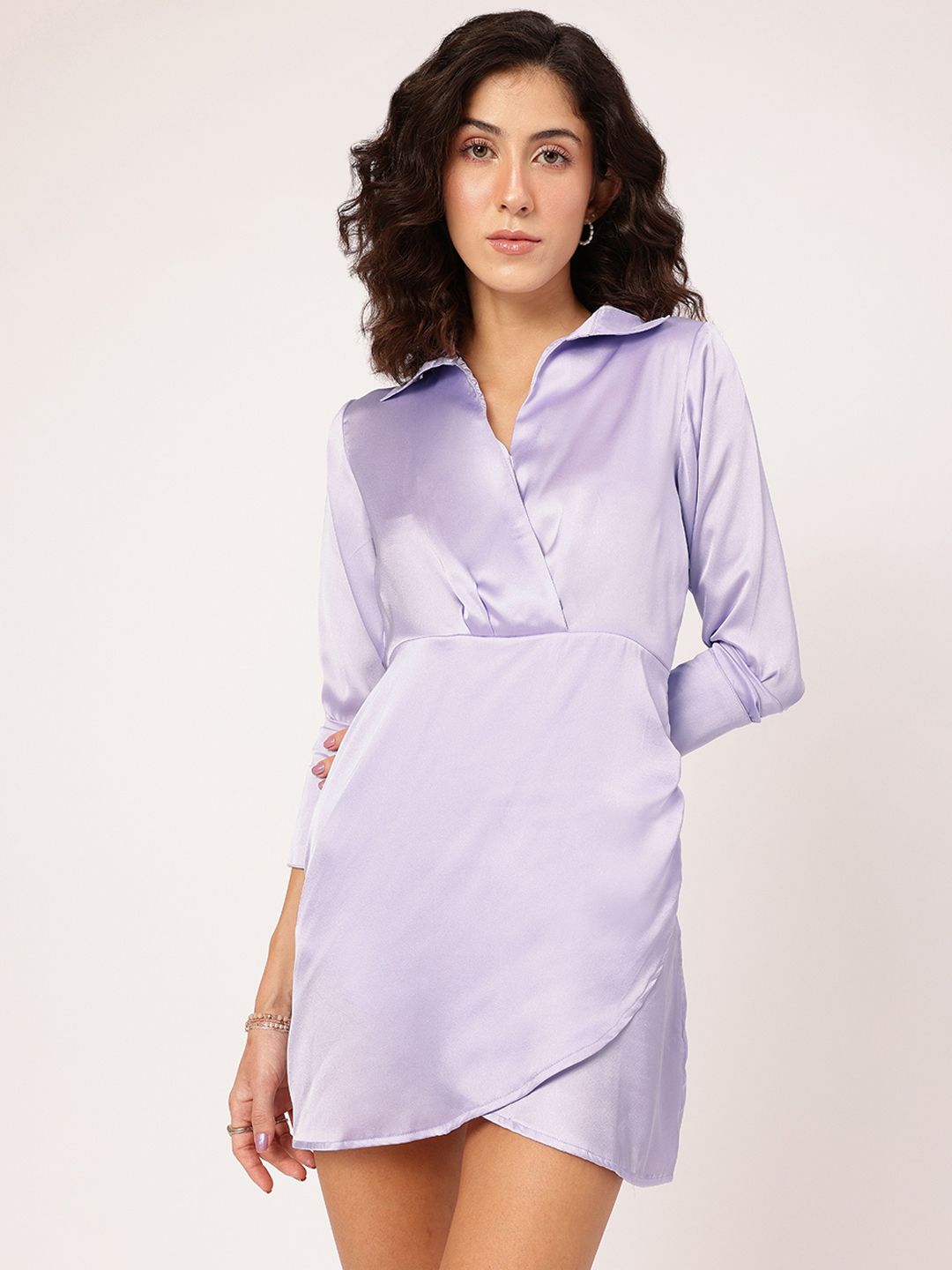 DressBerry Glossy Vibes Satin Sheath Mini Dress