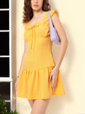DressBerry Vibrant Vibes Ruffle Detail Tie-Up Sheath Dress