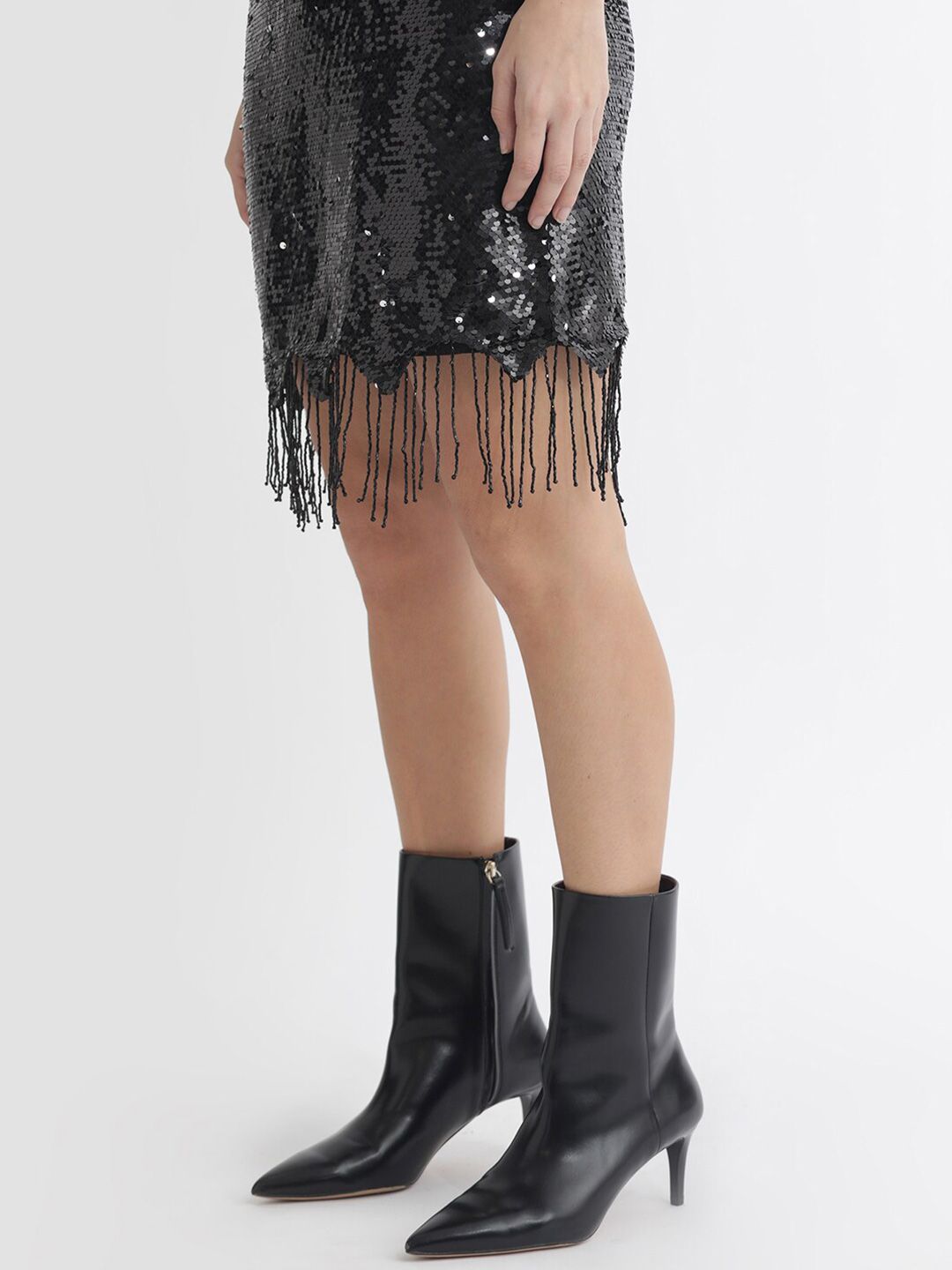 RAREISM Sequin Embellished Shoulder Straps Sheath Dress