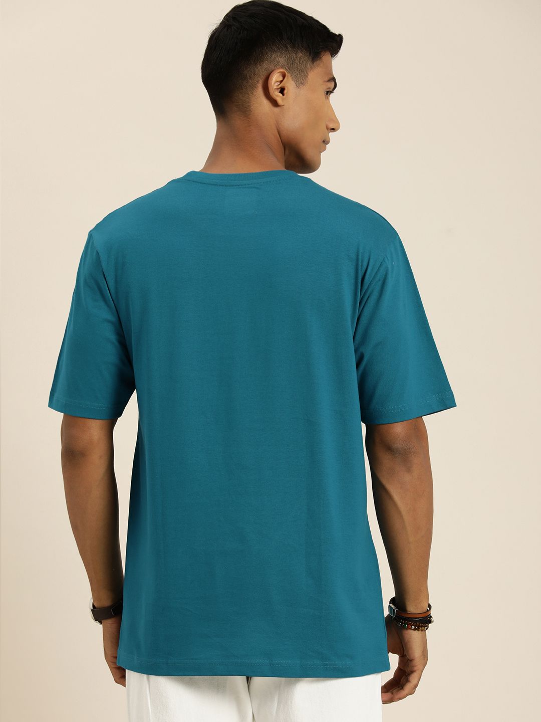DILLINGER Men Teal Blue & Yellow Graphic Printed Oversized T-shirt