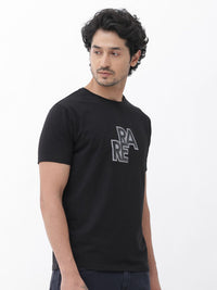 RARE RABBIT Men Oran Regular Fit Typography Printed Cotton T-Shirt