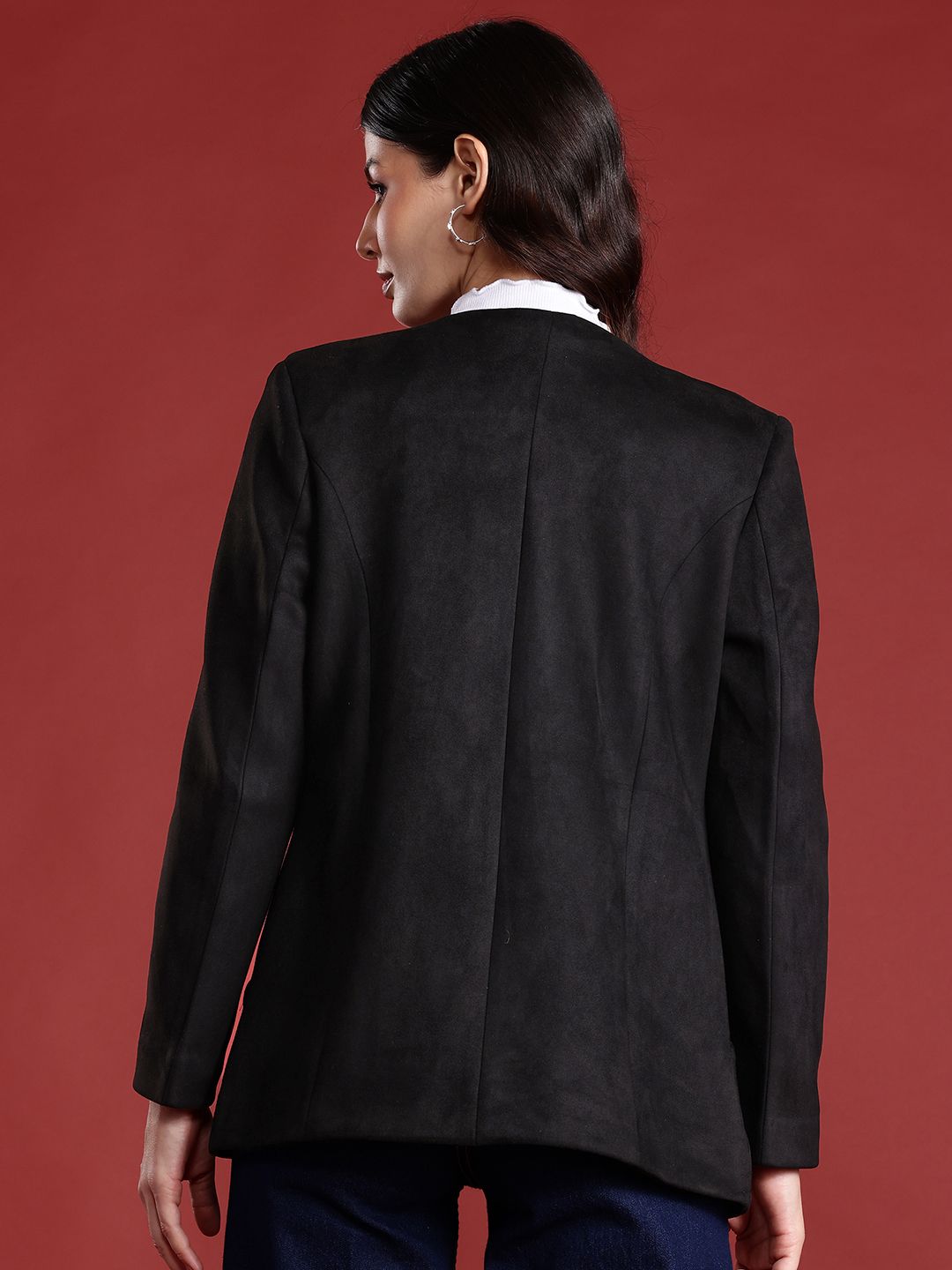 all about you Open-Front Suede-Finish Blazer