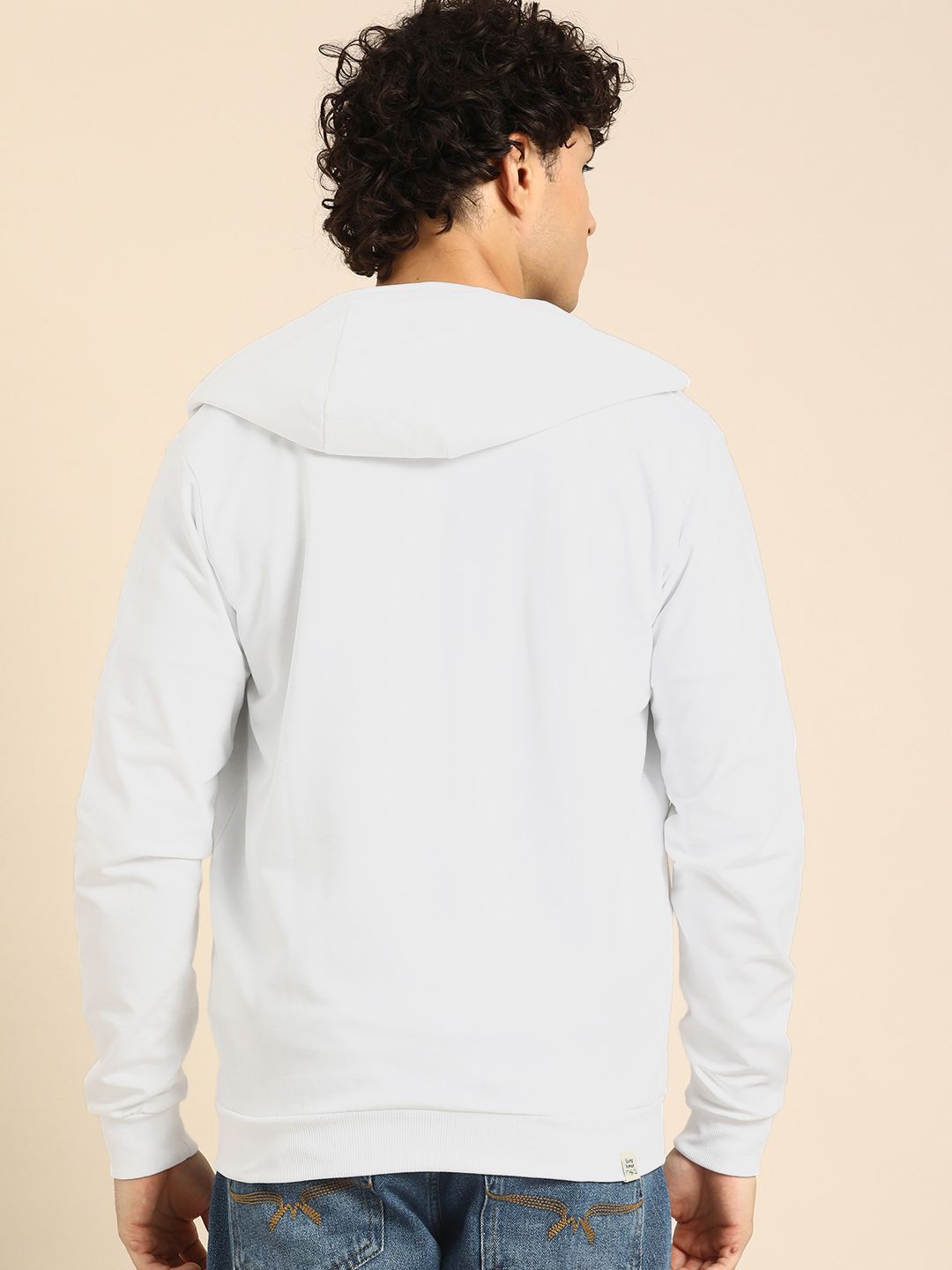 Being Human Men Brand Logo & Numeric Print Hooded Pure Cotton Front-Open Sweatshirt