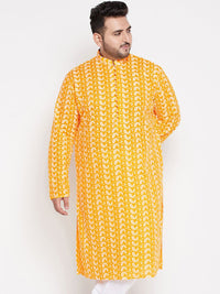 VASTRAMAY Men Chikankari Embroidered Pure Cotton Plus Size Kurta