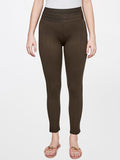 AND Women Olive Green Tapered Fit Trousers