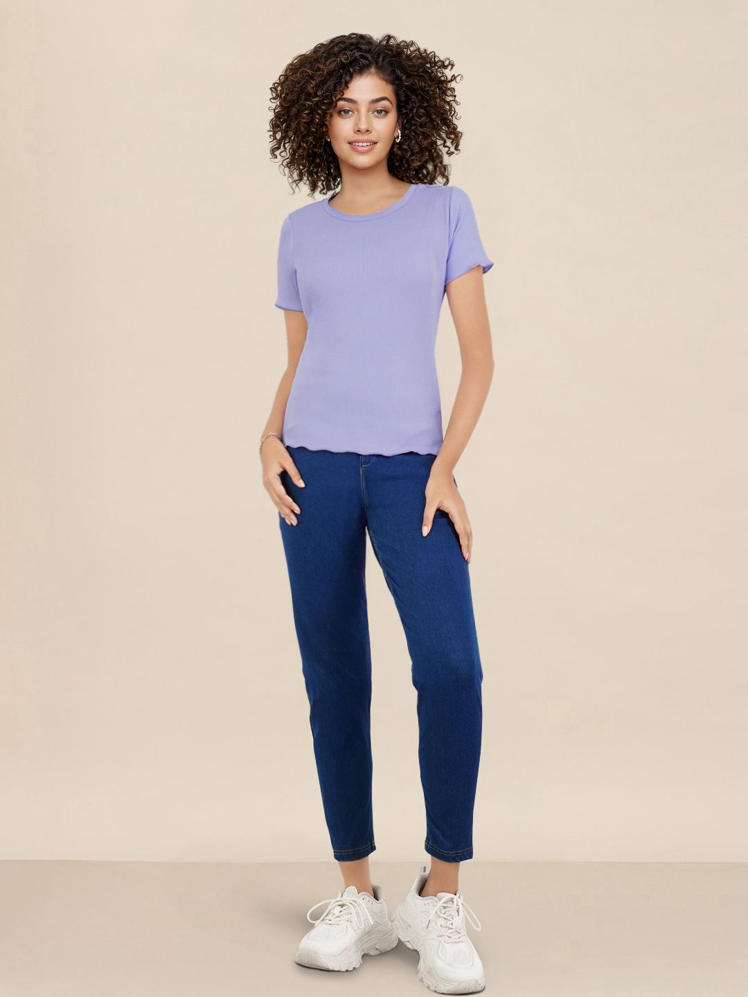 DressBerry Solid Ribbed T-shirt