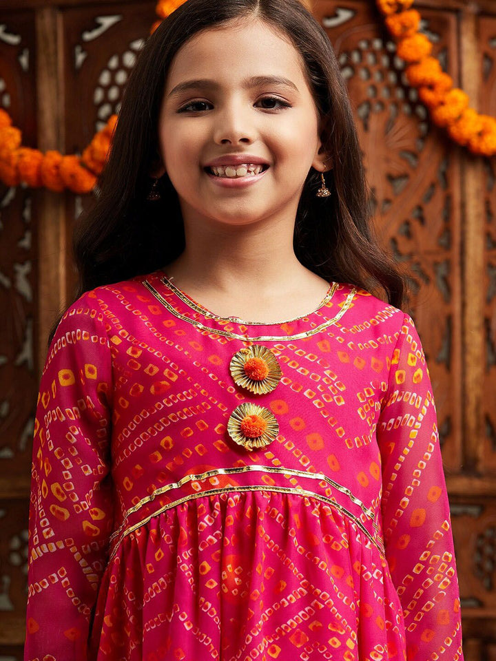 pspeaches Girls Printed Fit & Flare Georgette Ethnic Dress
