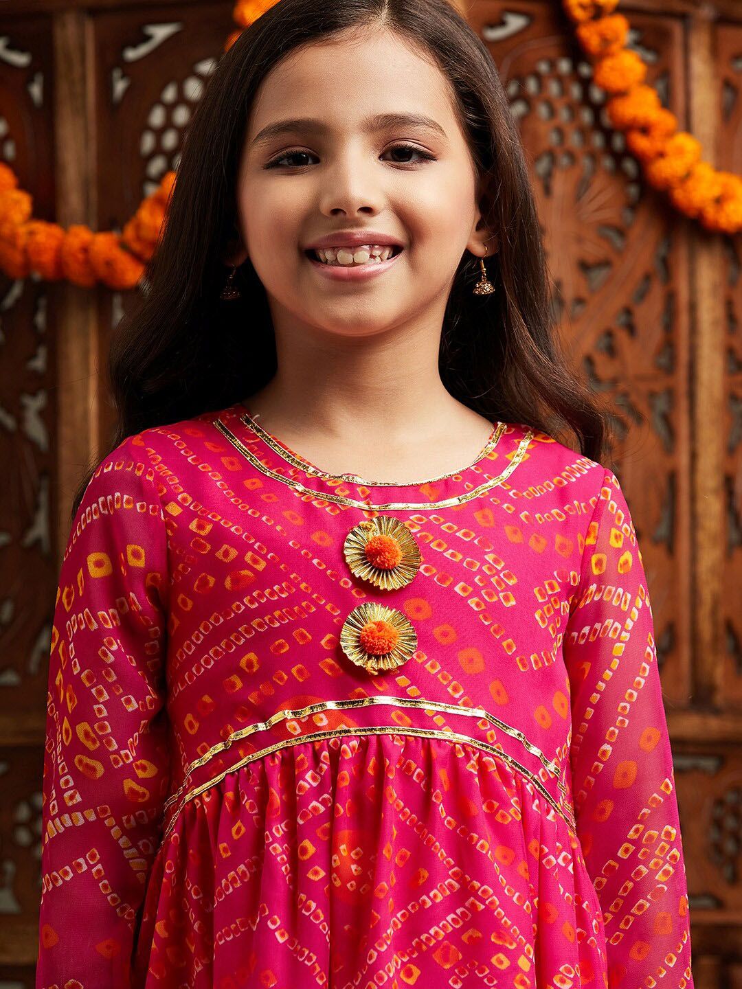 pspeaches Girls Printed Fit & Flare Georgette Ethnic Dress