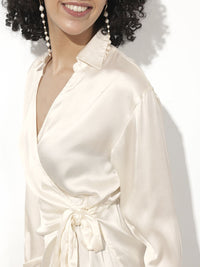 DressBerry Classic White Bodice Wrap Dress