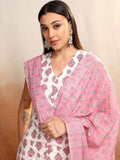 Vishudh Women Floral Printed Regular Pure Cotton Kurta with Palazzos & With Dupatta