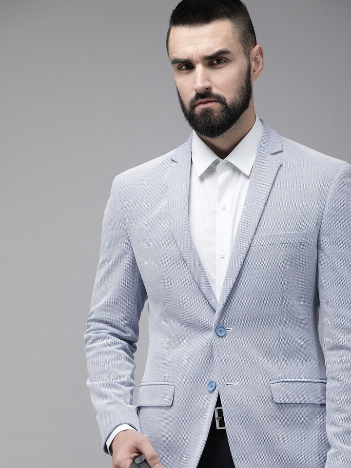 Park Avenue Active Fit Self Design Single-Breasted Formal Blazers