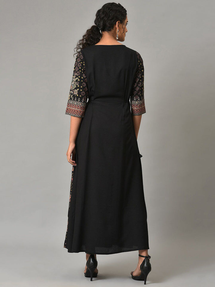 W Round Neck Ethnic Motifs Maxi Ethnic Dress