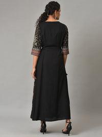 W Round Neck Ethnic Motifs Maxi Ethnic Dress
