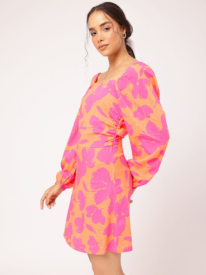 DressBerry Sweet Florals Ruched A-Line Mini Sundress