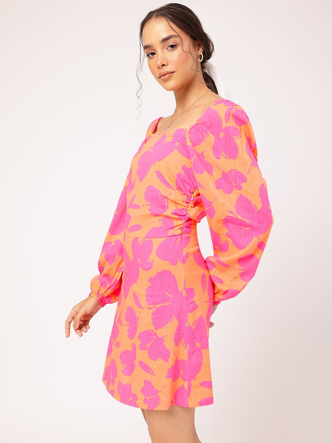 DressBerry Sweet Florals Ruched A-Line Mini Sundress