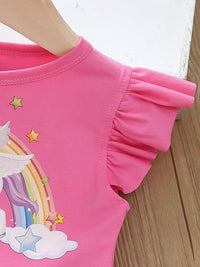 YK Girls Cotton Printed Flared Sleeve Fit & Flare Dress