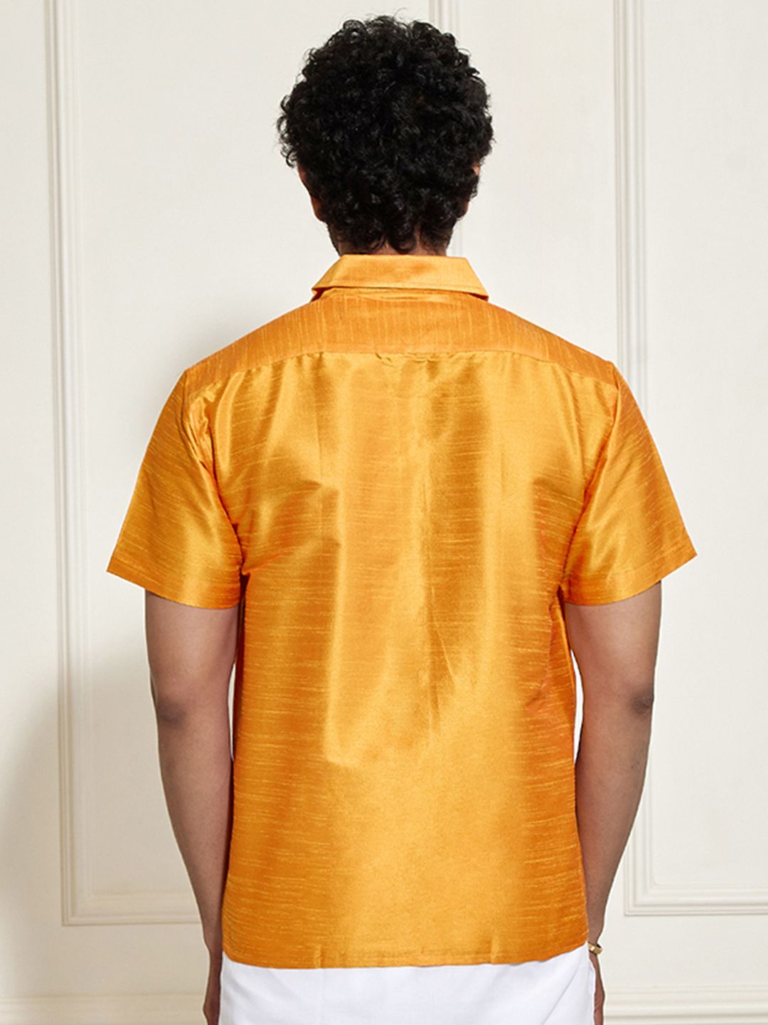 VASTRAMAY Premium Spread Collar Silk Shirt