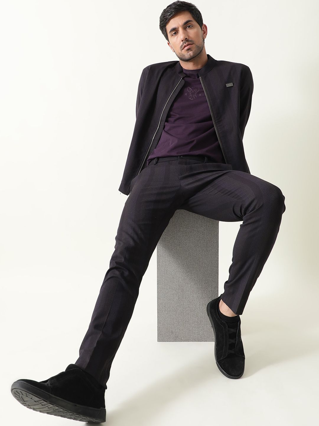 RARE RABBIT Men Onio Mid-Rise Slim Fit Trouser