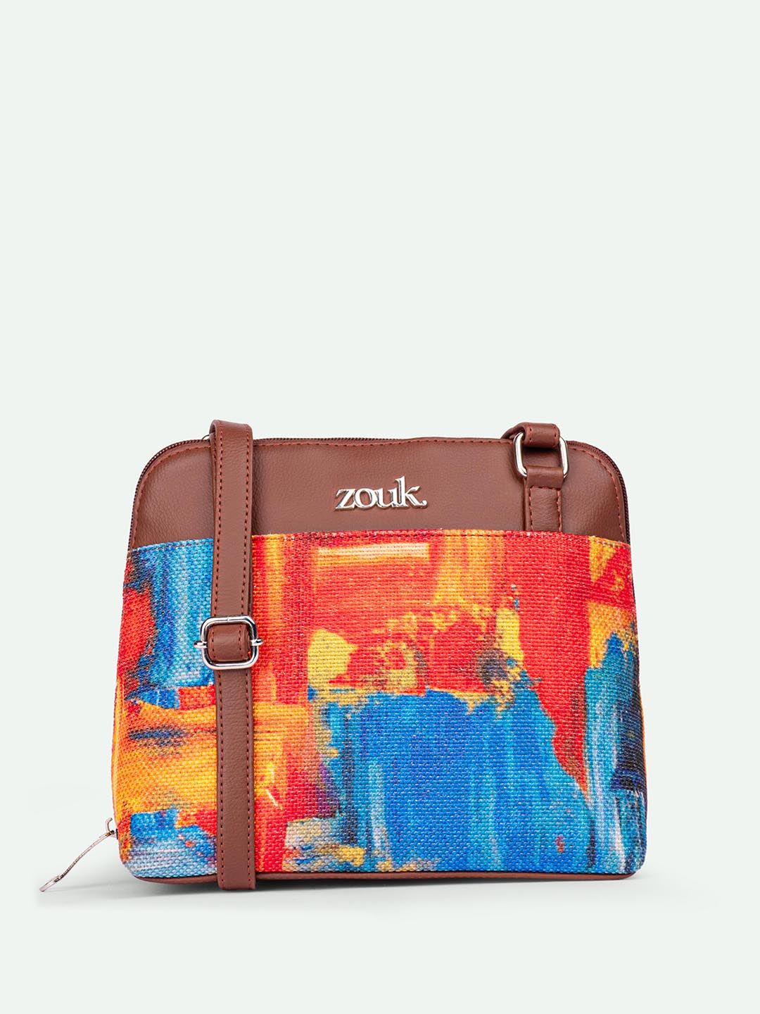 ZOUK Abstract Printed Structured Sling Bag