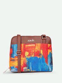 ZOUK Abstract Printed Structured Sling Bag