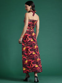 DressBerry Women Tropical Printed Smocked Top with Skirt Co-Ord Set